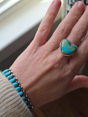 Turquoise Heart Ring Size 8